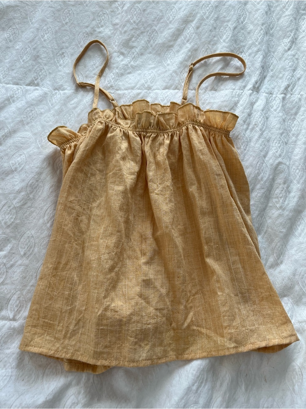 Lulu's Pale Yellow Smocked Ruffle tank Top size small